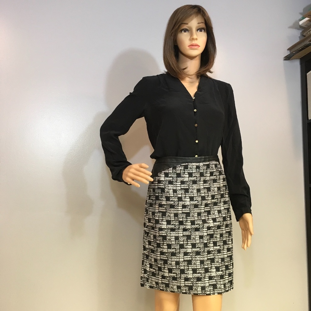 Ann Taylor Silver And Black Checkered Skirt